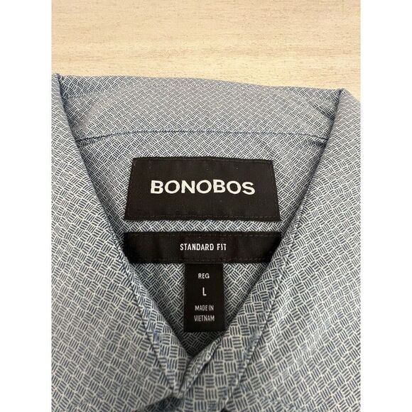 Bonobos B3763 Stretch Riviera Short Slv. Shirt Blue White Men's Sz Large-Reg - Picture 2 of 7